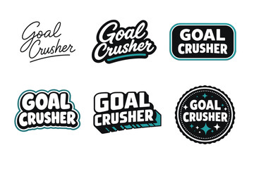 Obraz premium Collection of six goal crusher logo designs in black and teal themes