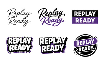Obraz premium Replay ready logo designs: bold, stylish, and modern variations in black and purple