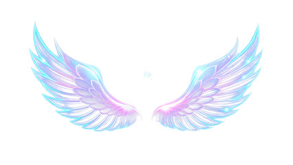 Fototapeta premium Glowing purple and blue wings with star on black background