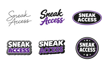Obraz premium Sneak access logos: creative variations and typography in black and purple designs