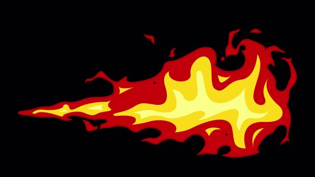 Dynamic Cartoon Fire Animation on Black Background for Explosive Visual Effects.