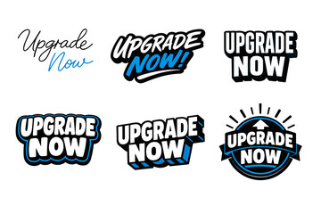 Fototapeta premium Upgrade now collection: bold blue and black text designs