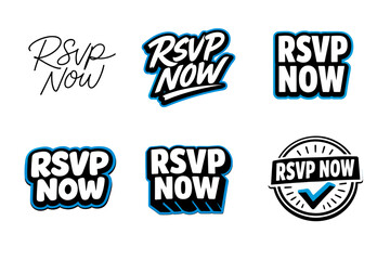 Obraz premium Rsvp now designs: bold, modern text styles in six varieties