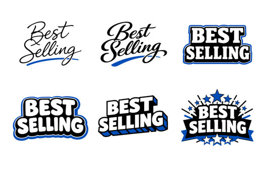 Best selling logo designs with bold typography and blue accents
