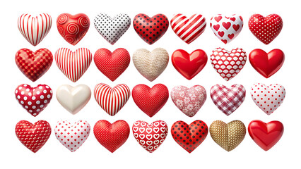 Colorful hearts with various patterns on black background 1