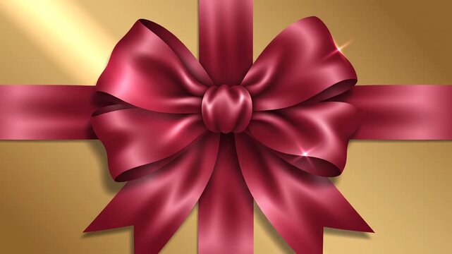 Elegant red ribbon on golden background for celebration and presentation