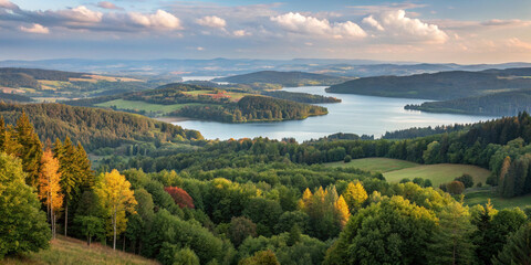 Fototapeta premium Dreamy Colorful Nature Landscape in Poland Artistic Style