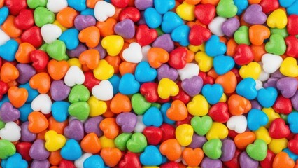 Obraz premium Colorful Heart Candies Pattern Texture Background for Sweet Celebrations