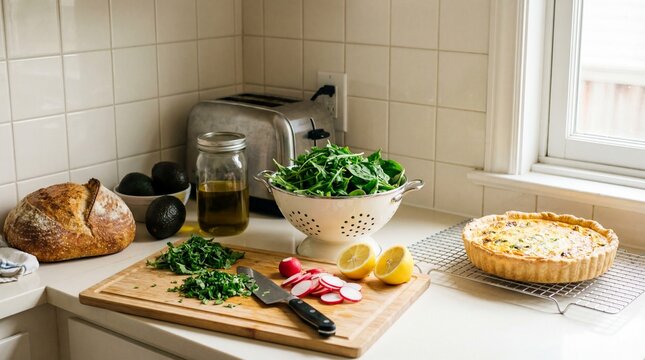 Meal Kit Prep for Easter Brunch (Washing Greens, Chopping Herbs)