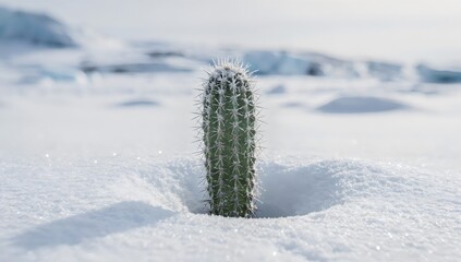 Desert Cactus Surviving Extreme Cold