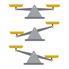Set of scales. Bowls of scales in balance, an imbalance of scales. vector illustration