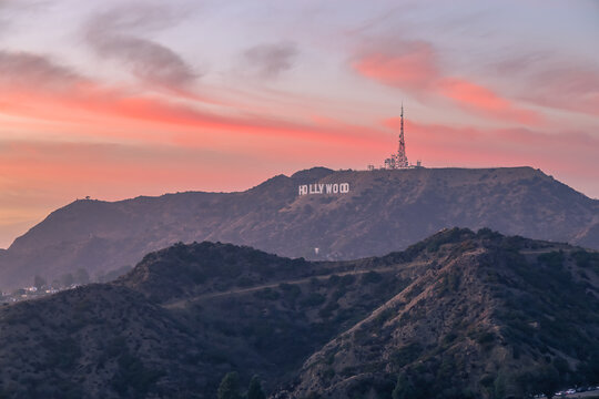 Famous Hollywood Sign in Mount Lee in Los Angeles, California. 