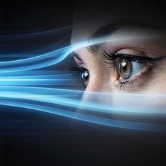 Human Eye Exposed to Blue Light Technology