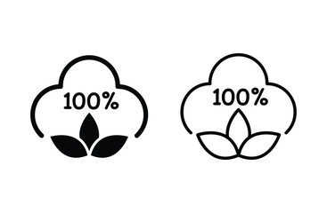 cotton icon vector 100% cotton fabric icon icon vector for web design
