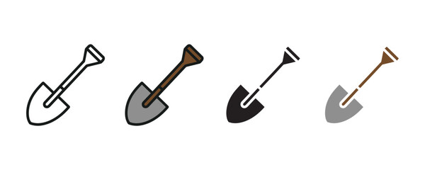 Industrial metal shovel icon vector. Construction digging tool and garden landscaping spade symbol. Vector illustration. © NH RIDOY