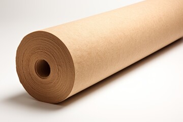Brown craft paper roll presenting a textured surface for wrapping and packaging