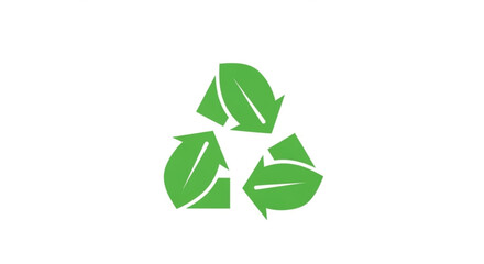 Green recycling symbol with leaves on white background eco friendly logo for environmental conservation and sustainability