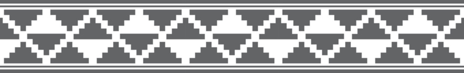 Fototapeta premium A black and white patterned border with a white background