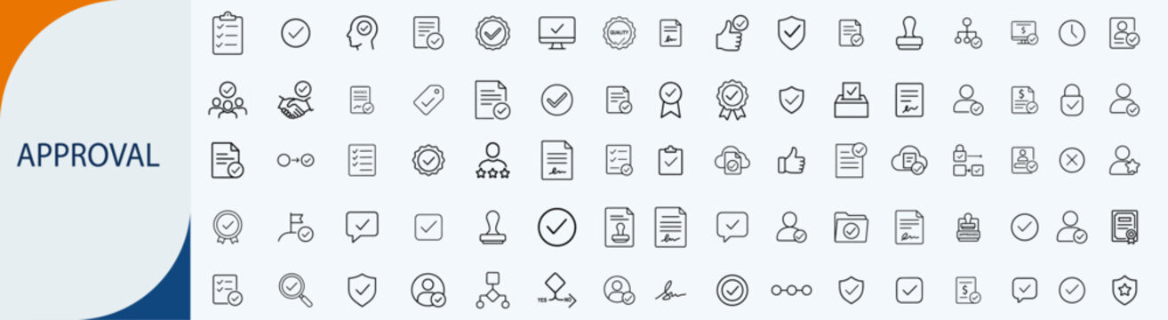 Approval Icon Set: An extensive collection of meticulously crafted icons, each representing a facet of approval processes.