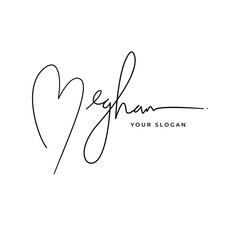 Meghan name signature logo vector design