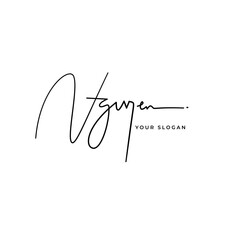 Nguyen name signature logo vector design