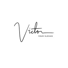 Victor name signature logo vector design
