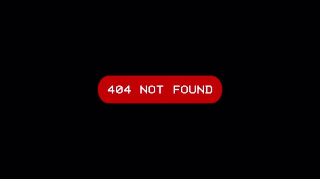 404 Not Found Error Message 4k alpha channel
