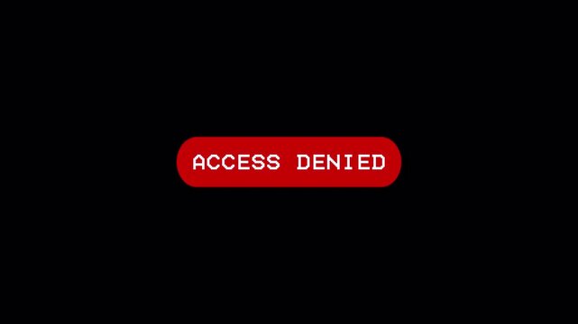 Red Access Denied Warning 4k alpha channel