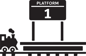 Platform Number Icon Icon in silhouette on white background.