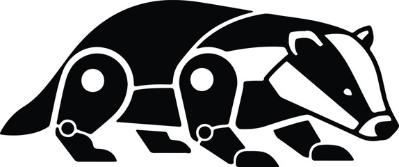 silhouette mechanical robotic badger walking profile side view wildlife vector design © Tamjida Alam
