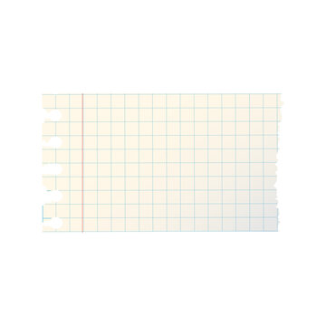 Blank Squared Notebook Paper Strip with Torn Left Binding and Rough Edge