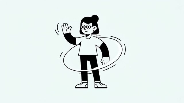 Cartoon vector illustration of a business man, a love sign hand, a sport girl, and a child boy character stick art people icon