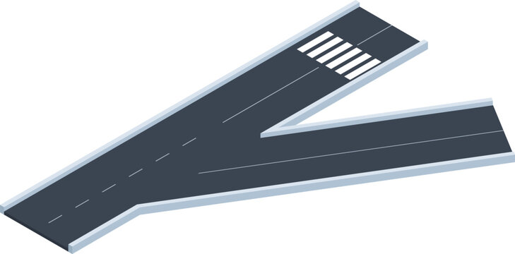 Y shaped road splitting, showing path choice with crosswalk