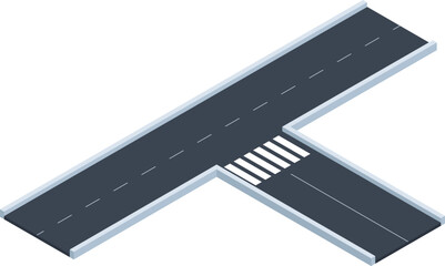 Isometric road intersection with pedestrian zebra crossing © WinWin
