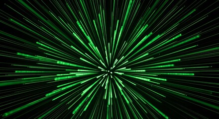 Obraz premium Glowing green lines radiate outwards from a central point against a black background