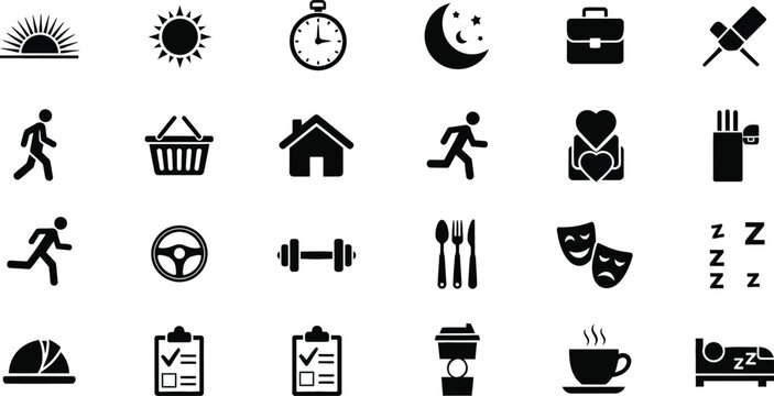 Collection of modern lifestyle icons for business and daily life