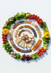 Fototapeta premium Colorful Overhead Shot of Seasonal Organic Produce A Vibrant Display of Healthy Ingredients