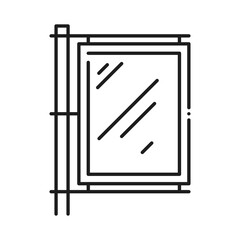 Trade show promo city light stand display line icon or symbol. Exhibition promo stand display thin line symbol, presentation banner lineart vector sign. Retail outdoor light box pictogram or icon