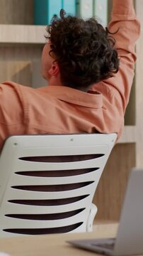 Winner champion business man Caucasian businessman winning laptop win computer in office rejoicing raising arms happy guy male employer victory internet achievement celebrate opportunity in office