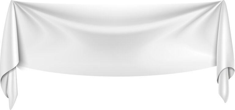 A white banner with a white cloth draped over it