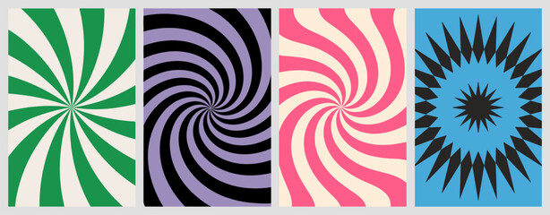 Abstract swirl pattern collection with colorful distorted circles and wavy hypnotic shapes for creative background