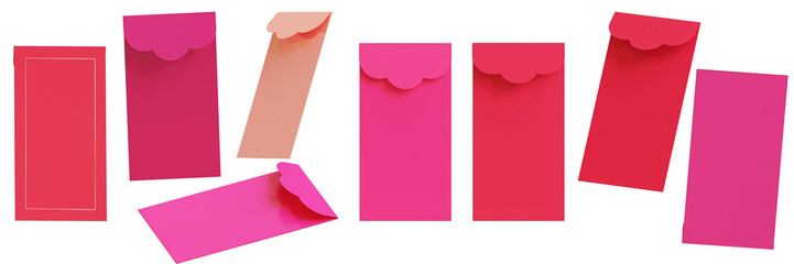 set of colorful envelope 3d rendering