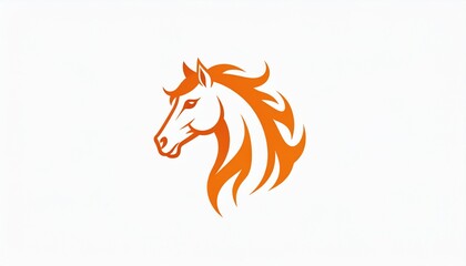 Elegant Orange Horse Head Logo Design with Flowing Mane.