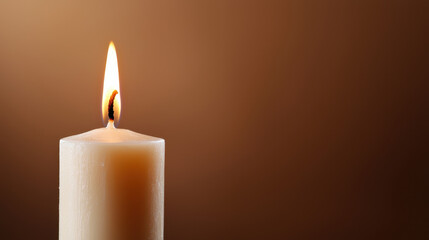 Candle flame wax wick warm soft glow minimal brown background calm candle flame wax wick with warm soft glow, minimal composition against brown background creating cozy serene mood for relaxation
