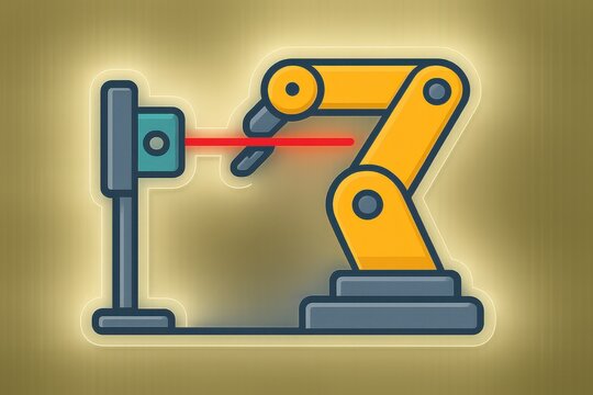 Innovative robotic arm showcasing precise engineering techniques with integrated laser technology designed for industrial automation and advanced manufacturing processes