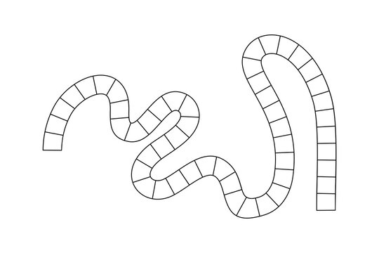 Board game path for kids activity book, simple outline road with tiles vector illustration.