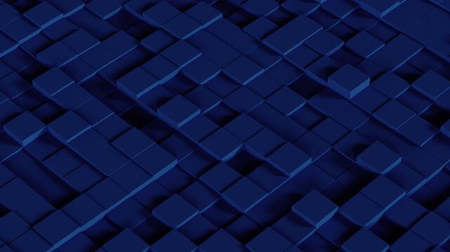 Abstract blue geometric cubes wave. Cloud data storage or blockchain network loop.
