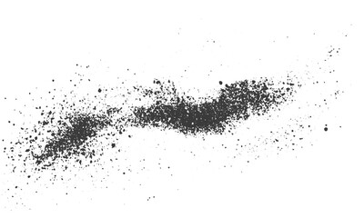 Black paint brush stroke with splatter on white background, Minimal abstract black brush stroke artistic background