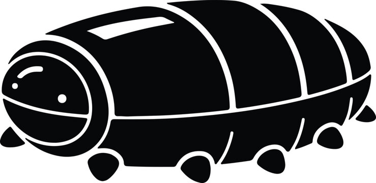 silhouette cute segmented bug insect animal larvae cartoon simple vector design