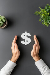 Protect money finance concept hands dollar symbol savings budget investment risk management wealth security planning economy business strategy fintech cash banking insurance income expense profit